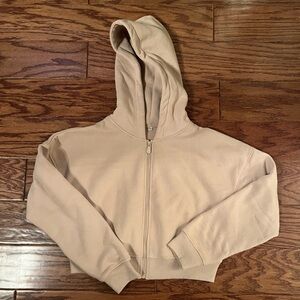 Tan Cropped Hoodie Size Small